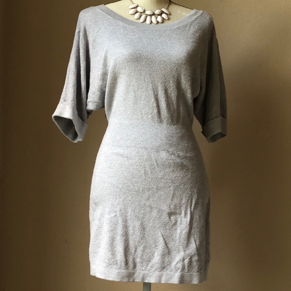 Express Metallic Knit Sweater Dress